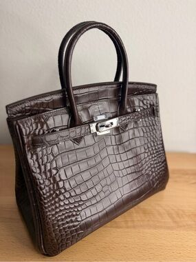 H Birkin 30 Matte Chocolate embossed Crocodile PHW HSS SPECIAL ORDER
